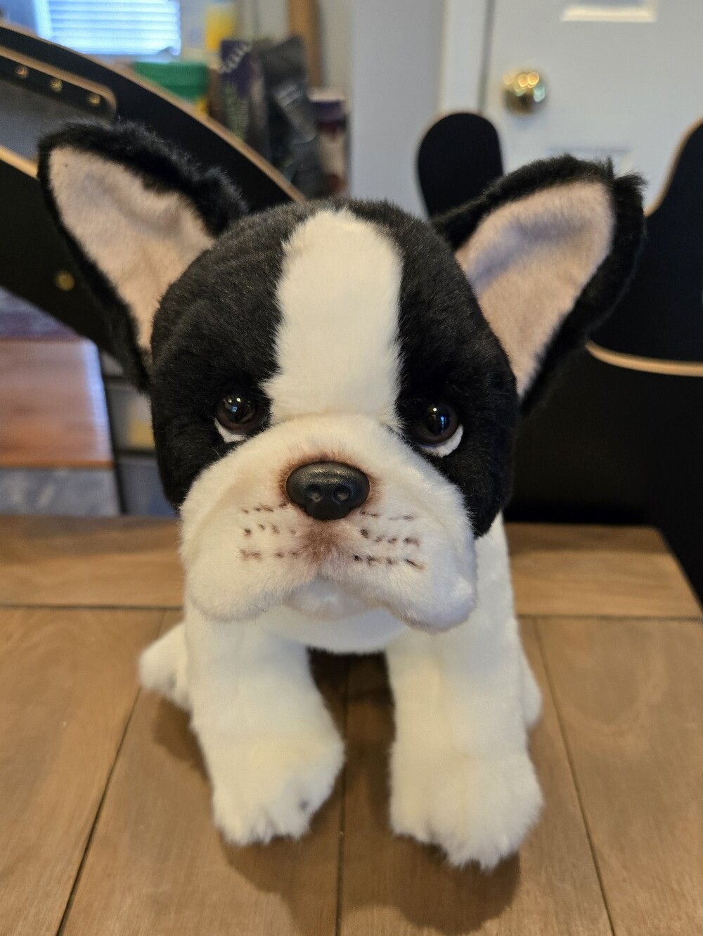Bearington Black & White Plush Boston Terrier / French Bulldog Stuffed Animal